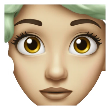sage green lashes and eyebrows half a face with big eyes sticker