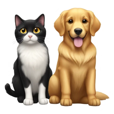 golden retriever and black cat sticker