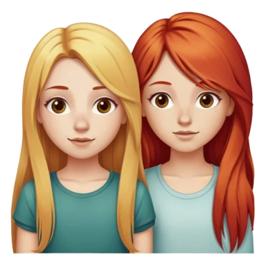 Two girls, one with Red hair with long hair and a nose ring and the other withblonde hair girl with long hair posing cutely sticker
