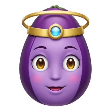 Eggplant wearing a halo sticker