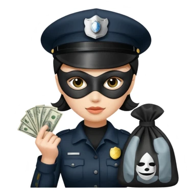 thief with police hat, thief mask, thief black dress. sticker