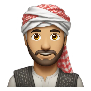 arabic man with red and white keffiyeh wrapped on his head sticker