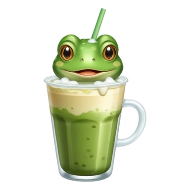 frog with iced matcha latte  sticker