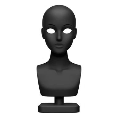 Minimalistic flat vector icon, iOS style, thin black contour on white background. Matte black mannequin in front of in 3D monochrome style. skulpt sticker