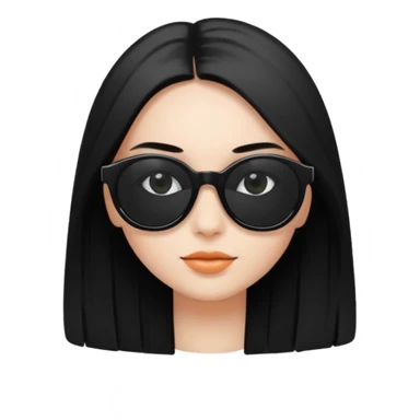 Génère moi un emoji d’une fille avec des lunettes noire et des cheveux lisse attaché avec des cils mi-long  sticker