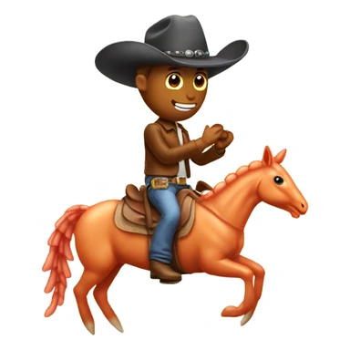 shrimp wearing a cowboy hat riding in a horse sticker