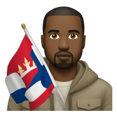 kanye west with serbian flag sticker