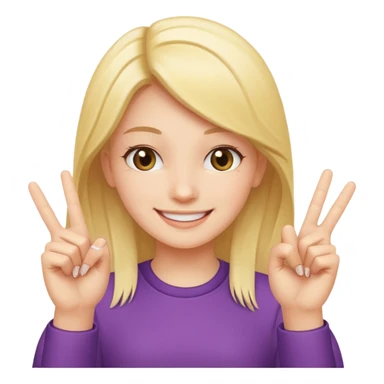 Girl smiling while holding up both middle fingers  sticker