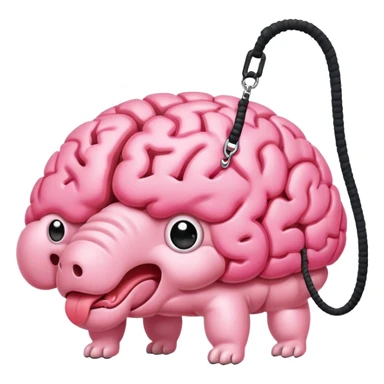 Pink brain on a leash for dogs sticker