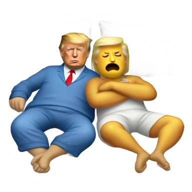 Trump and Biden sleeping next to eachother sticker