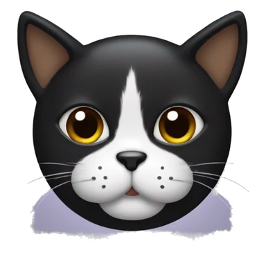 black cat with white face and brown mustache sticker