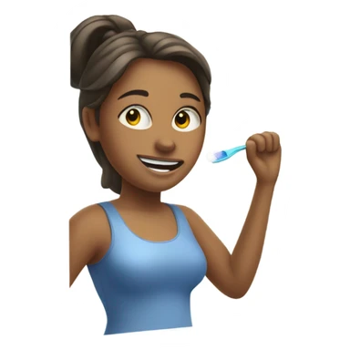 woman brushing teeth sticker