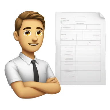 Man fill out brief  sticker