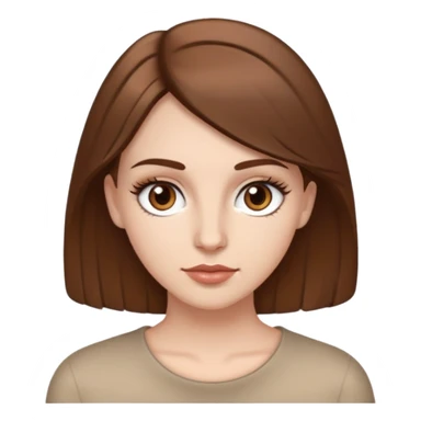 white girl with brown hair, light brown eyes, medium eyelashes, brown eyebrows, medium lips, medium nose sticker