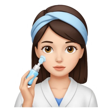 A brunette girl doing skincare  sticker