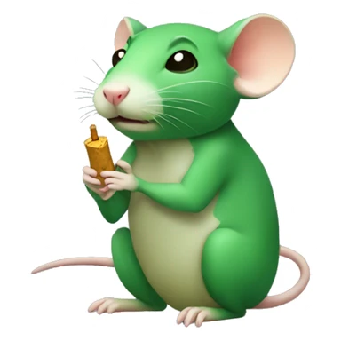 cute green rat smoking sticker
