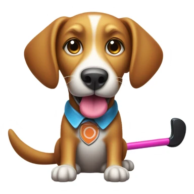 Dog playing field hockey  sticker