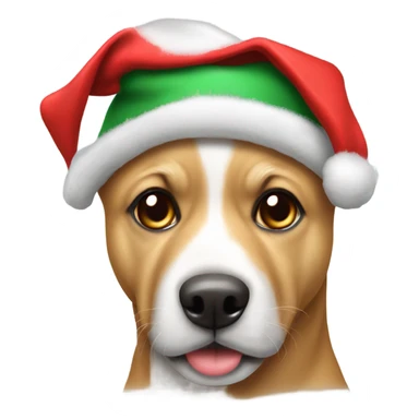 Un perro con gorro de navidad sticker