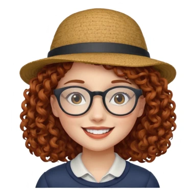 hatted girl with glasses and curly hair sticker