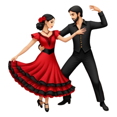 Spanish flamenco couple of dancers dancing on a wooden floor sticker