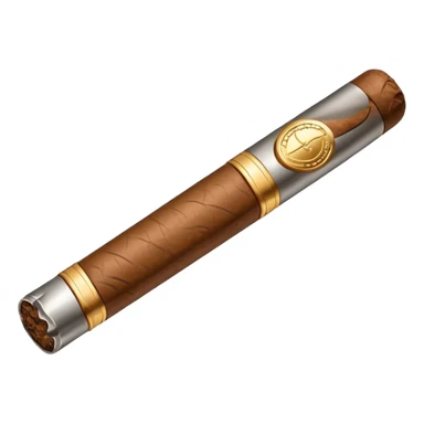 A luxury cigar emoji made of silver chrome, smooth metallic texture, minimal shape, glossy reflections, rich swag aesthetic, iOS emoji style, centered, clean white background sticker