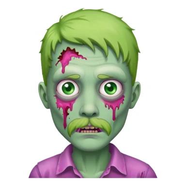 young zombie with pink mustache sticker
