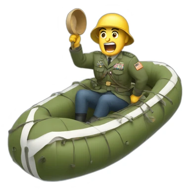 Yelling army general in a raft sticker