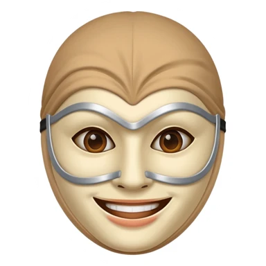 Smiling hiding behind a mask sticker