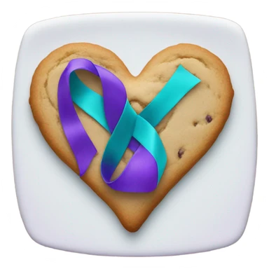 Purple and teal Suicide awareness ribbon on heart cookie sticker
