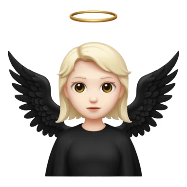 Créé un emojis avec une tenue complète d'ange et des ailes noir de demon sticker