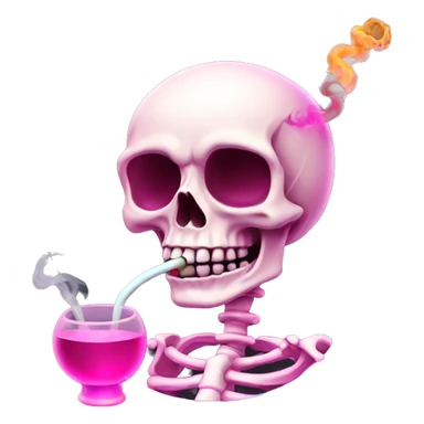 Cute skeleton smoking pink colored hookah  sticker