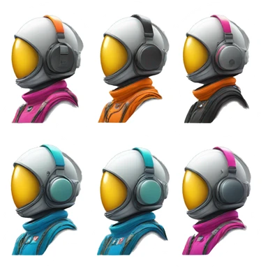 an astronaut in headphones in bright coloured helmet, no face sticker