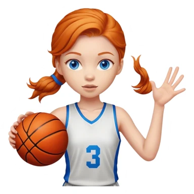 Ginger girl with blue eyes playing basketball sticker