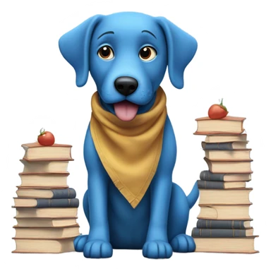 blue dog eating a kebab in a library  sticker