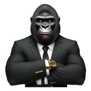Gorilla wearing a black suit and gold watch  sticker