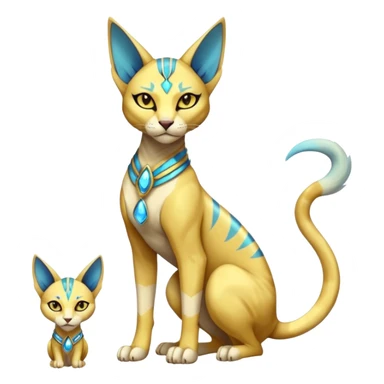 Modern furry anthro anthropomorphic futuristic shiny colorful Bastet-Sphynx-Lombax-Zeraora-Renamon-fusion (full body) sticker