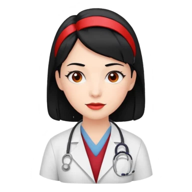 doctor with black hair and red hairclips  sticker