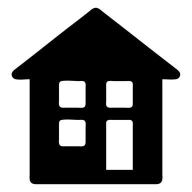 Residential building icon, black filled, urban theme, outline style sticker