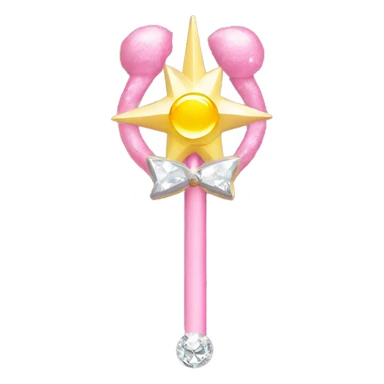 Sailor moon wand pink and white, yellow moon, diamonds sticker