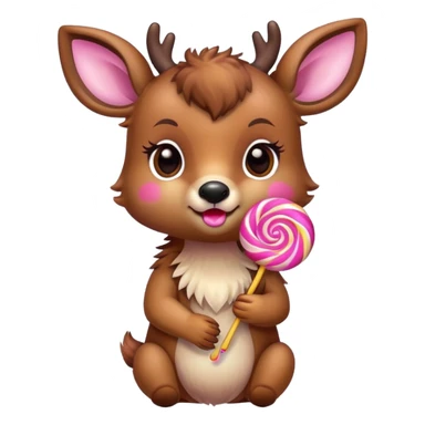 Sweet Baby deer with a lollipop sticker
