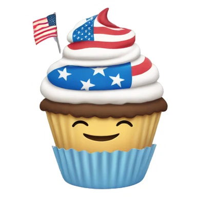 Happy cupcake with an American flag sticker