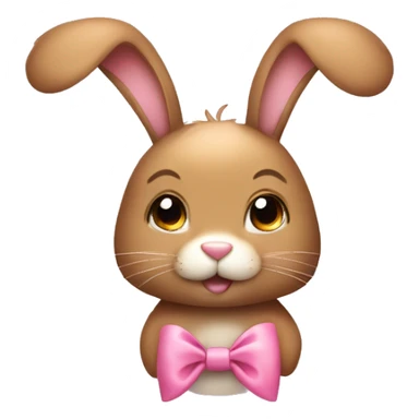 Light brown Rabbit head with ears down and cute little pink bows wrapped around ears sticker