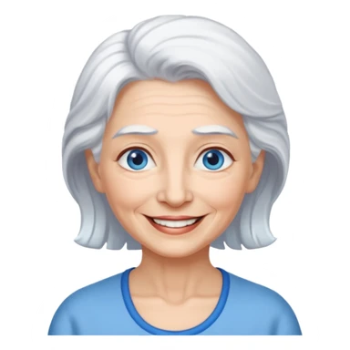 abuela con ojos azules, pelo blanco, tez blanca sticker
