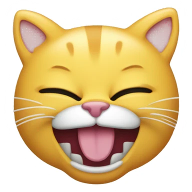 yellow cat face with squigly mouth sticker