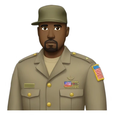 Kanye West military uniform and hat red armband sticker