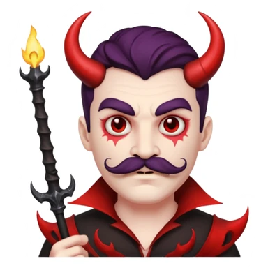 human colored demon with mustache and wand sticker