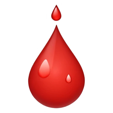 blood drop emoji, bright red, simple and cute sticker