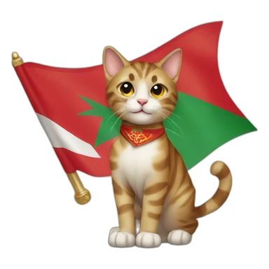 Cat holding Morocco flag  sticker