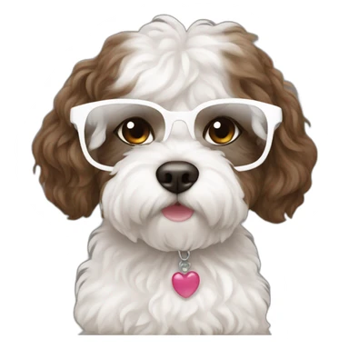 Long brown hair eyeglassed turkish girl with white maltipoo sticker
