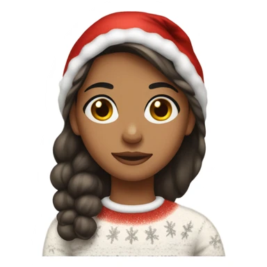 Burnette girl with christmas sweather sticker